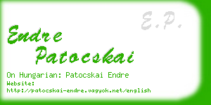 endre patocskai business card